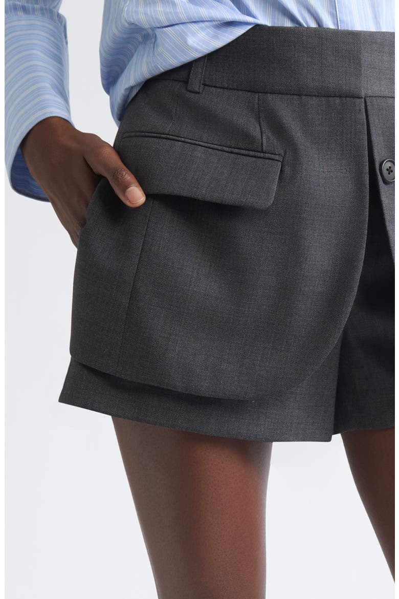 Jacket Front Tailored Wool Blend Shorts, Alternate, color, DARK CHARCOAL