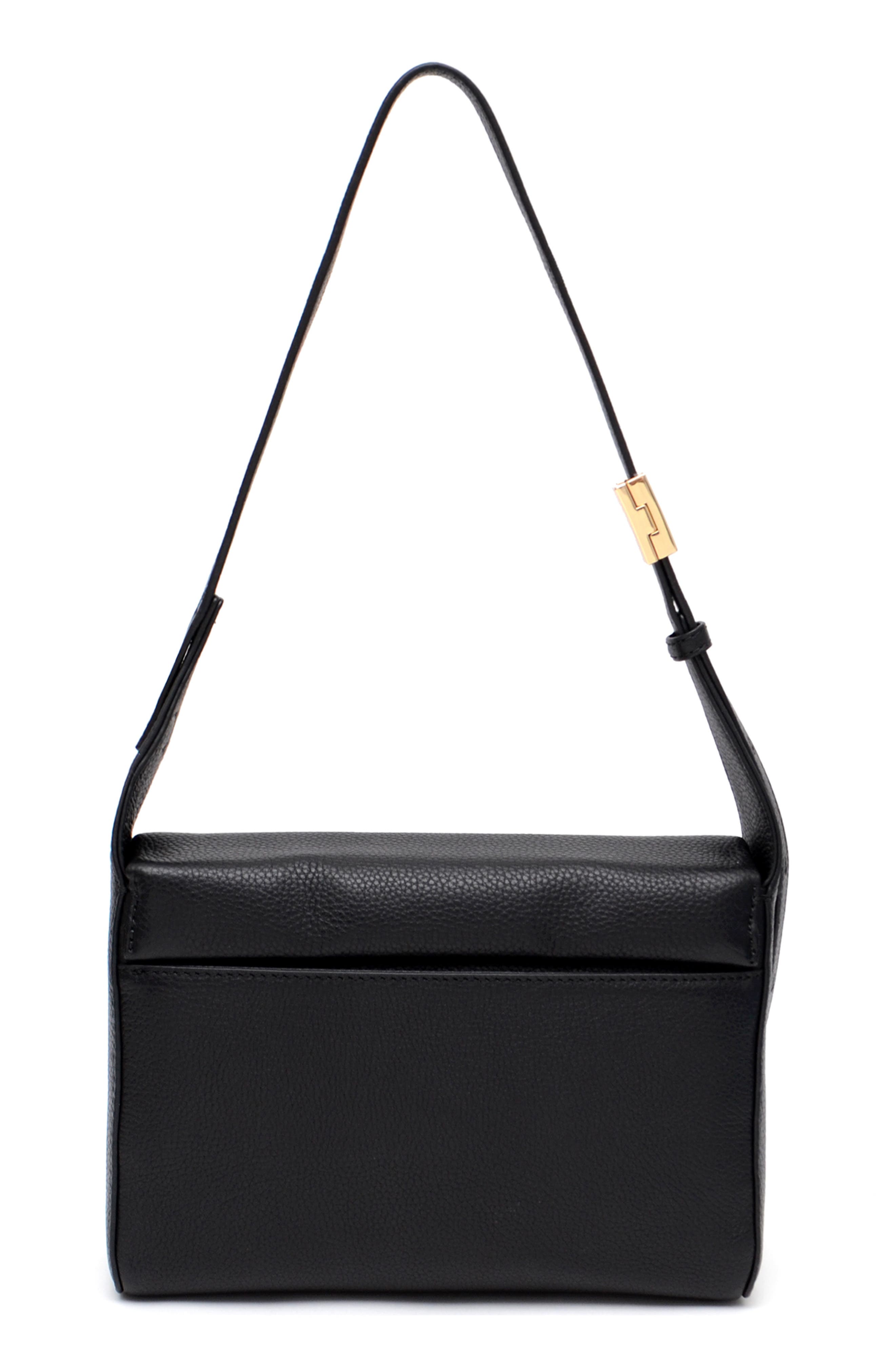 Thacker Jennie Leather Flap Shoulder Bag, Alternate, color, Black