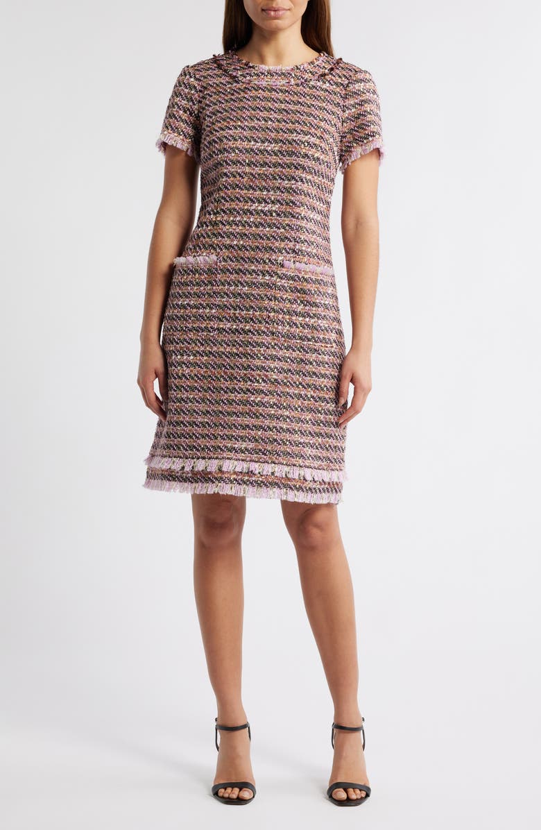 Eliza J Tweed Sheath Dress, Main, color, 