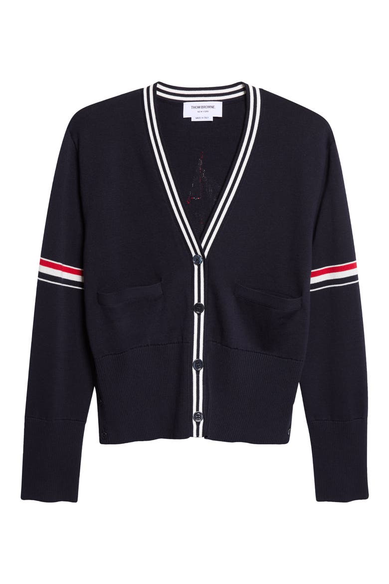 Sailboat Jacquard Cotton Cardigan, Alternate, color, NAVY