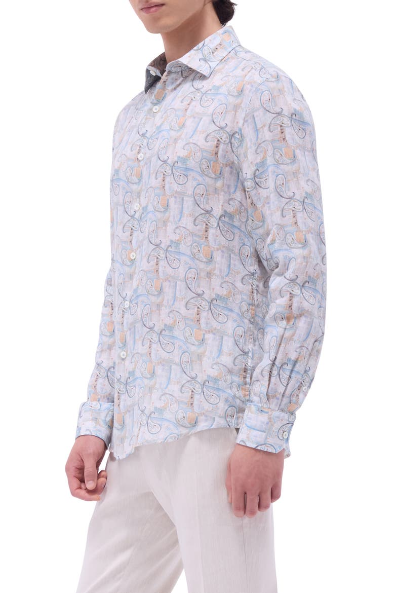 Julian Shaped Fit Linen Button-Up Shirt, Alternate, color, MINT
