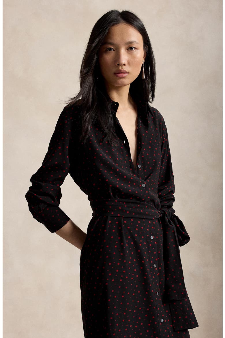 Polka Dot Viscose Shirtdress, Alternate, color, 2051 MULTI DOT BLACK-RED