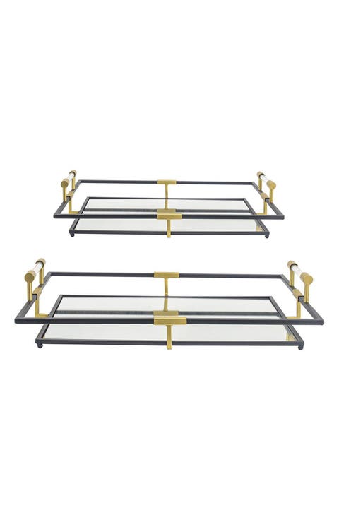 Set of Two Tribute Rectangle Mirror Tray