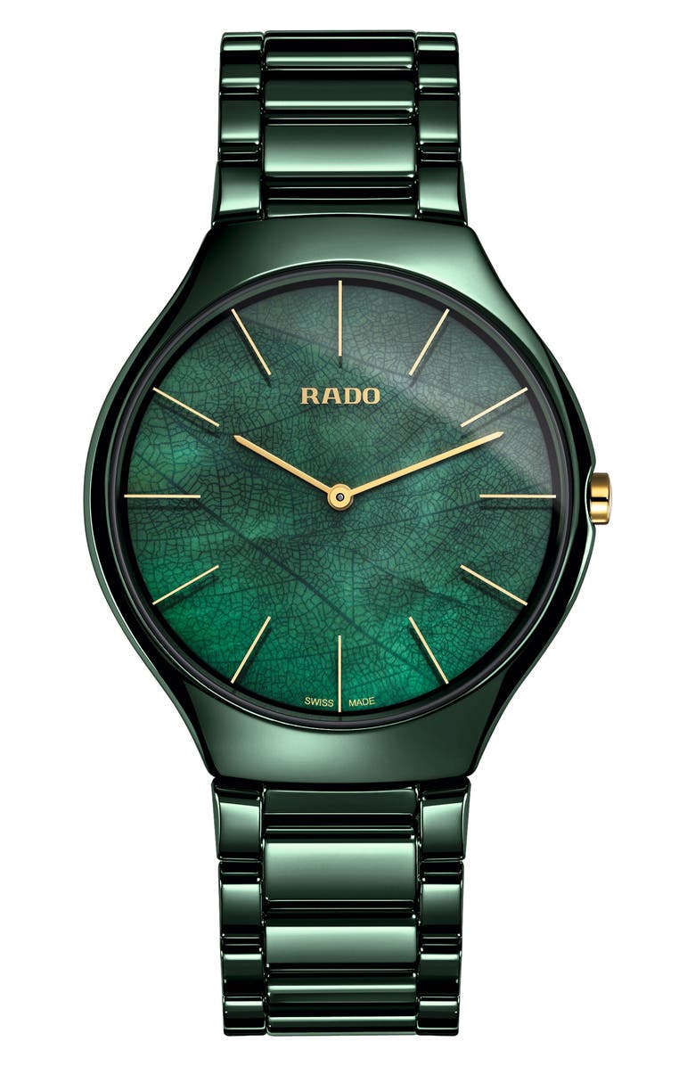 RADO True Thinline Ceramic Bracelet Watch, 39mm, Main, color, 