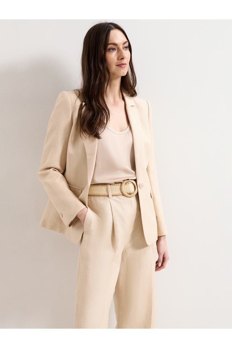 Elena Linen Blend Single Breasted Blazer, Main, color, Neutral