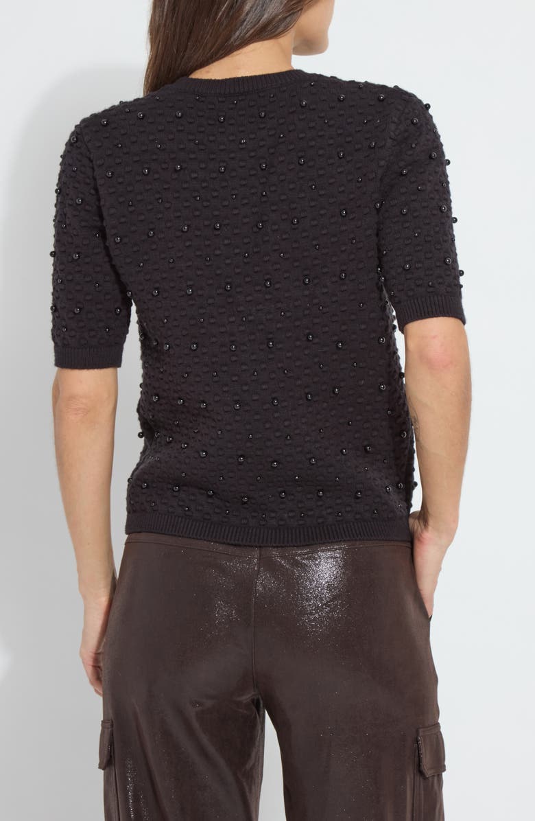 Lysse Valentina Imitation Pearl Short Sleeve Sweater, Alternate, color, Black