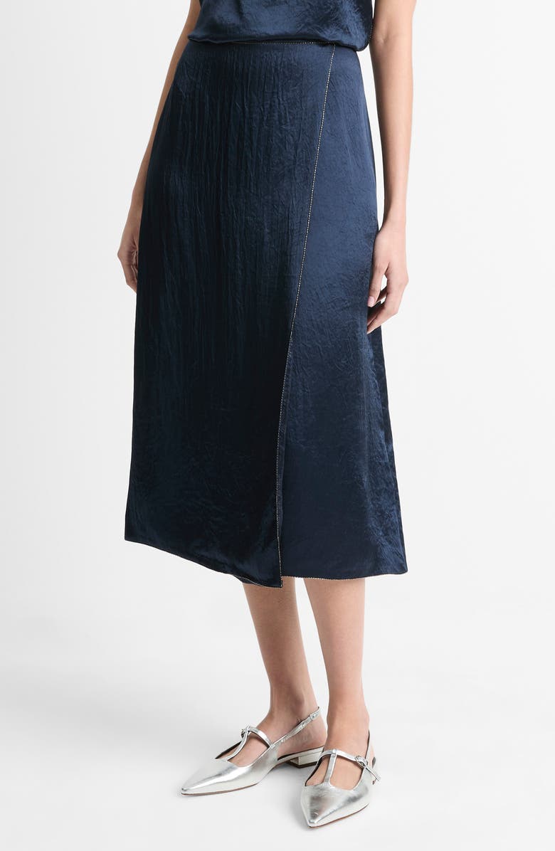 Vince Beaded Border Silk Midi Skirt, Alternate, color, 