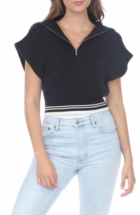 RAIN AND ROSE Knit Quarter Zip Top