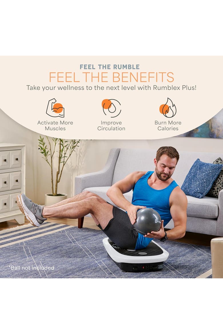 Rumblex Plus 4D Vibration Plate Machine Exercise Machine with Triple Motors for Recovery and Fat Burn, Alternate, color, White