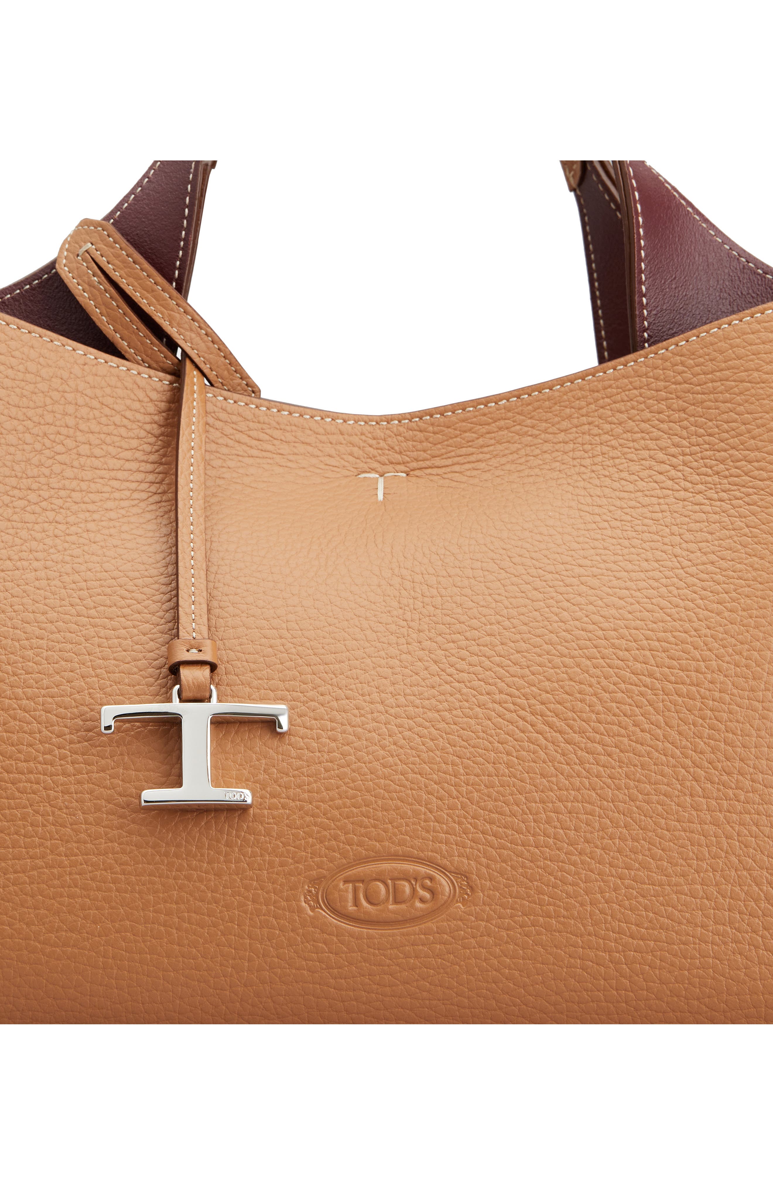 Mini Leather Tote, Alternate, color, KENIA/ BORDEAUX