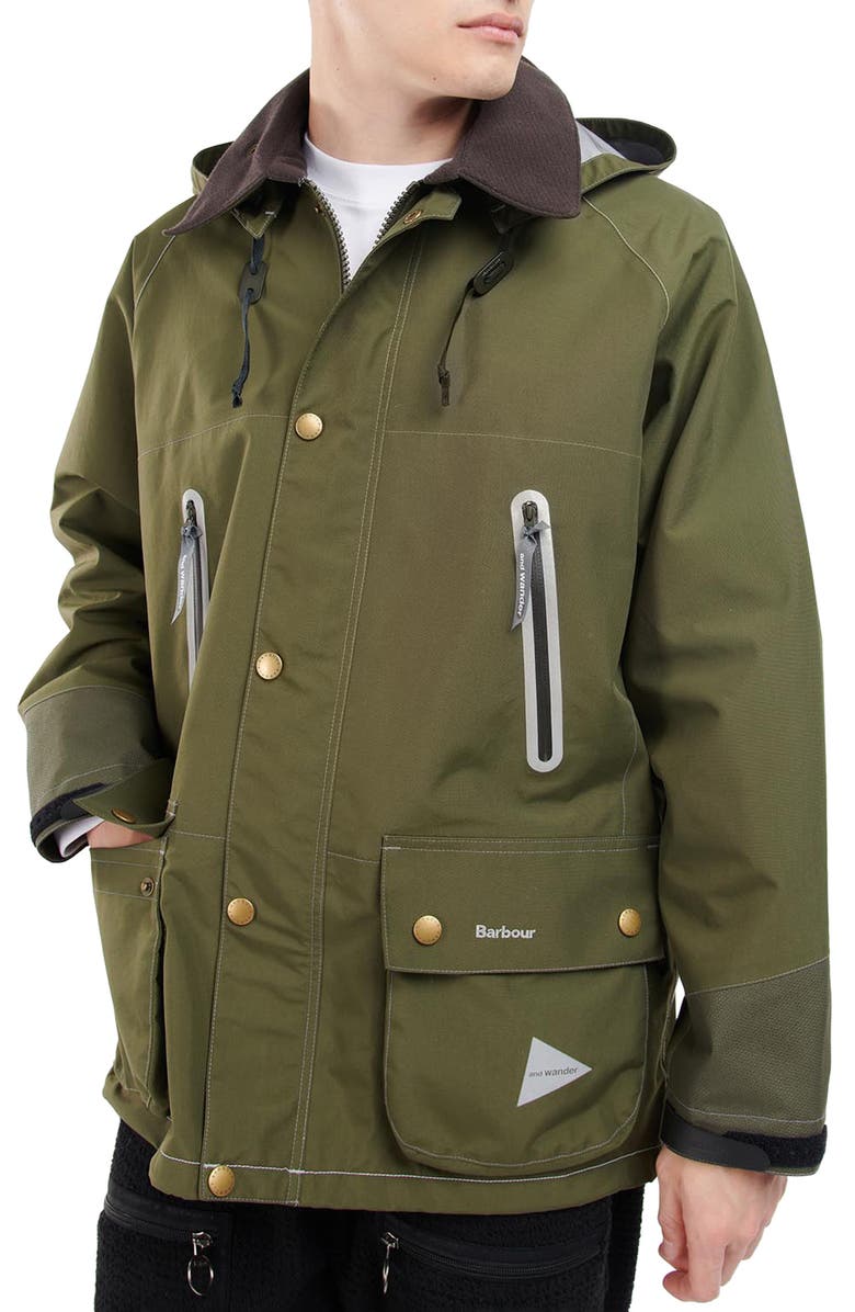 Barbour x And Wander Waterproof Hooded Jacket, Main, color, 