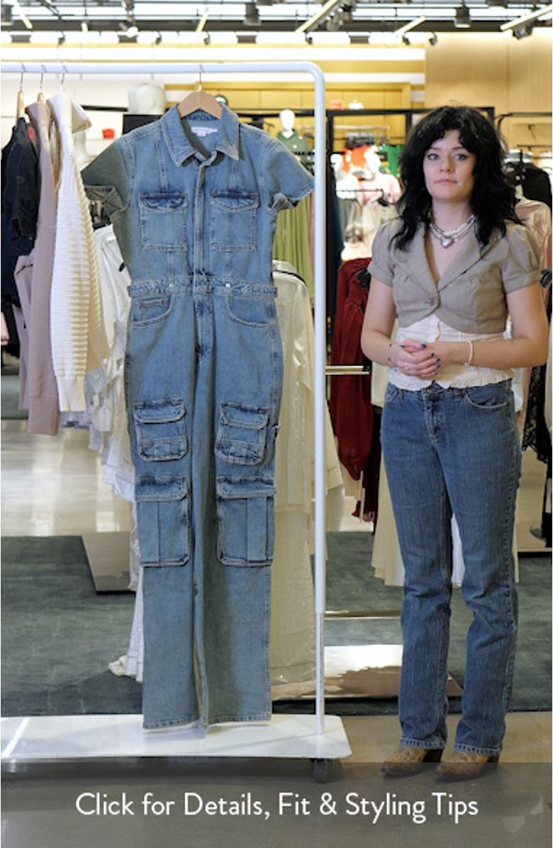 Fit For Success Denim Wide Leg Cargo Jumpsuit, sales video thumbnail