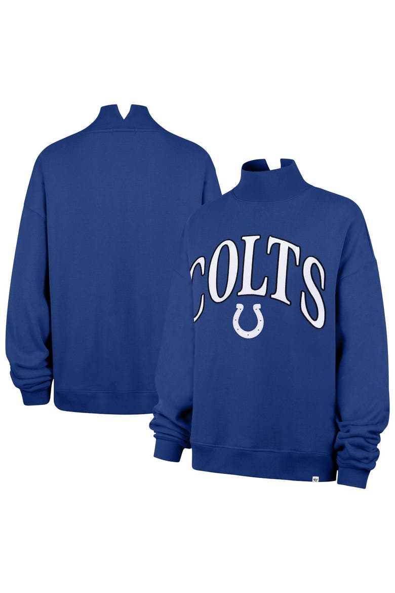 Women's '47 Royal Indianapolis Colts Oversized Vantage Mock Neck Sweatshirt, Main, color, Royal