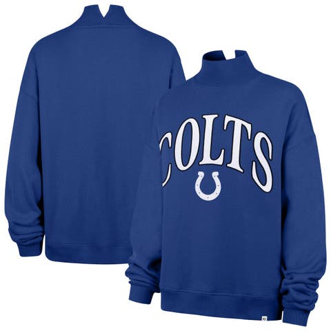 Women's '47 Royal Indianapolis Colts Oversized Vantage Mock Neck Sweatshirt