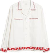 Bode Cherry Lane Beaded Cotton Poplin Button-Up Shirt