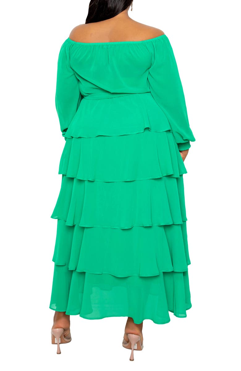 BUXOM COUTURE Tiered Off the Shoulder Long Sleeve Maxi Dress, Alternate, color,