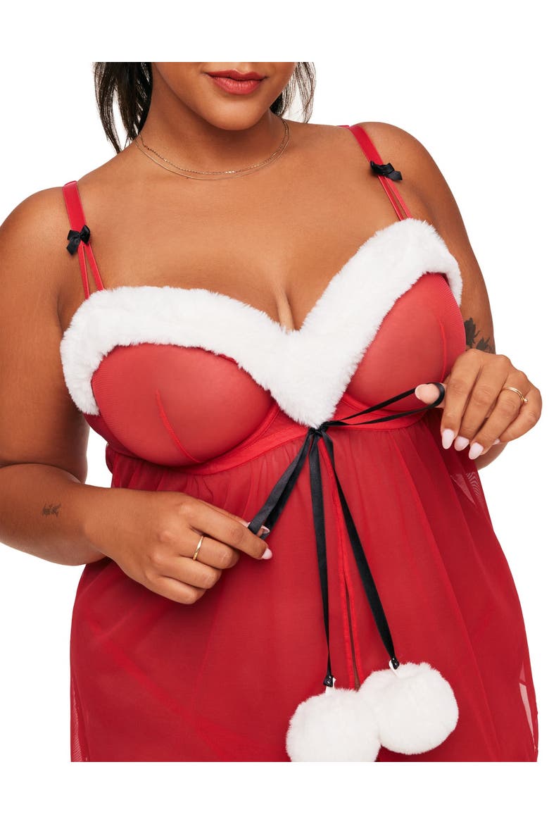 Claussine Babydoll Lingerie, Alternate, color, Dark red
