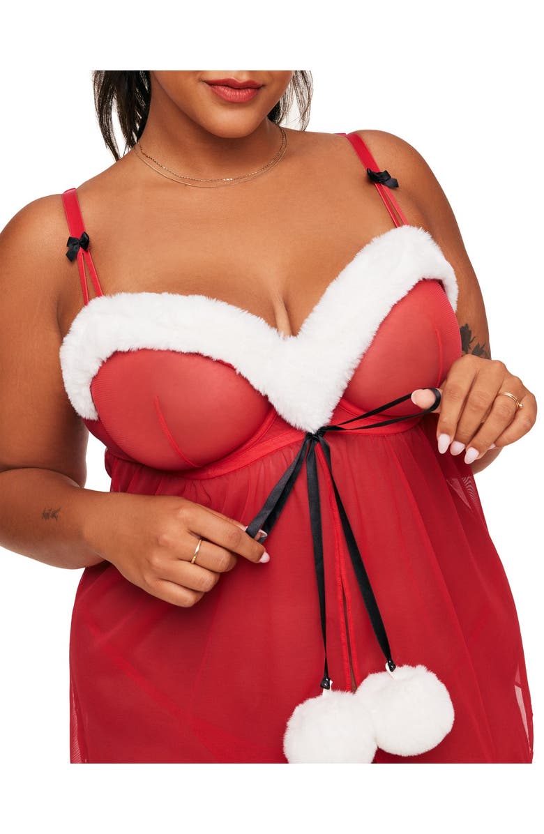 Adore Me Claussine Babydoll Lingerie, Alternate, color, Dark Red