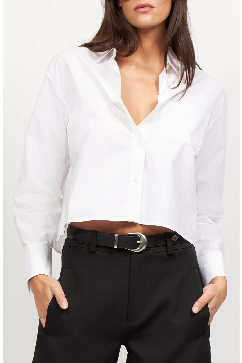 Rayne Crop Cotton Shirt, Main, color, BRIGHT WHITE