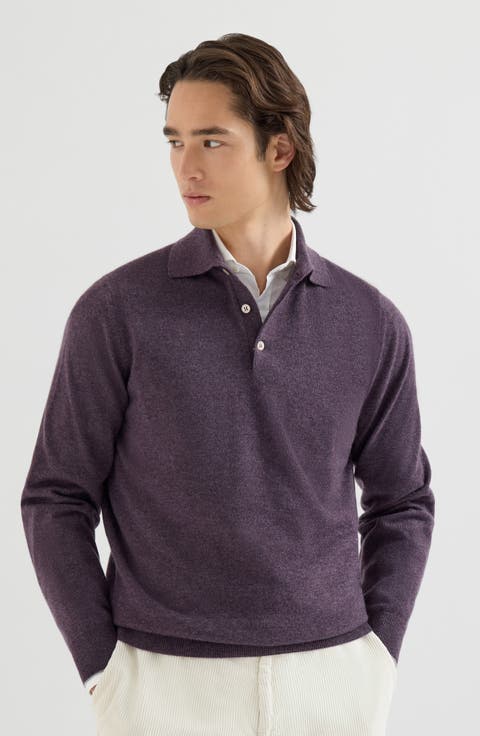 Cashmere knit polo shirt