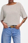 Madewell Stripe Embroidered Boxy Knit T-Shirt