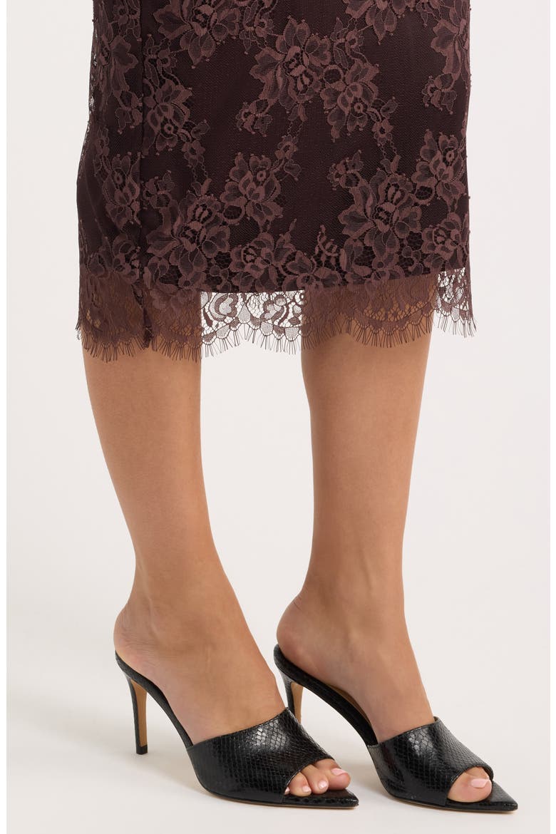 Serelle Floral Lace Overlay Midi Skirt, Alternate, color, CHOCOLATE BROWN