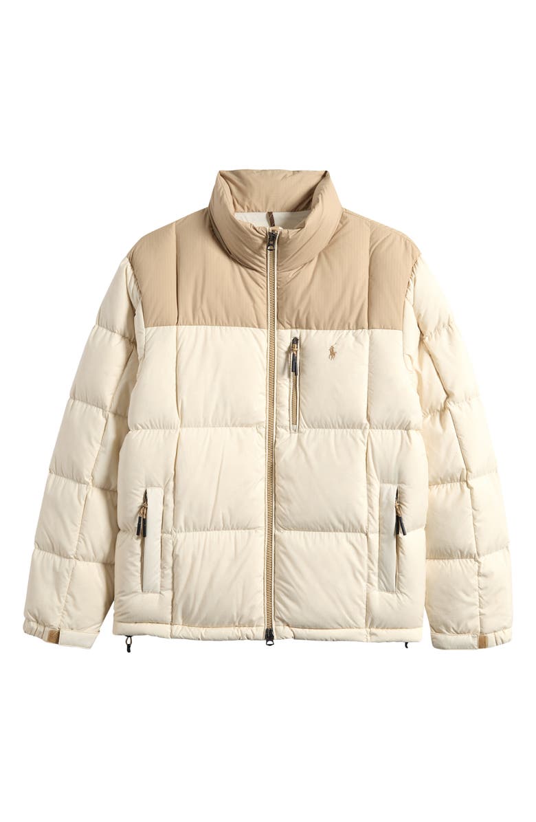 Polo Ralph Lauren The Gorham Down Jacket with Removable Hood, Alternate, color, Classic Tan/ Andover Cream