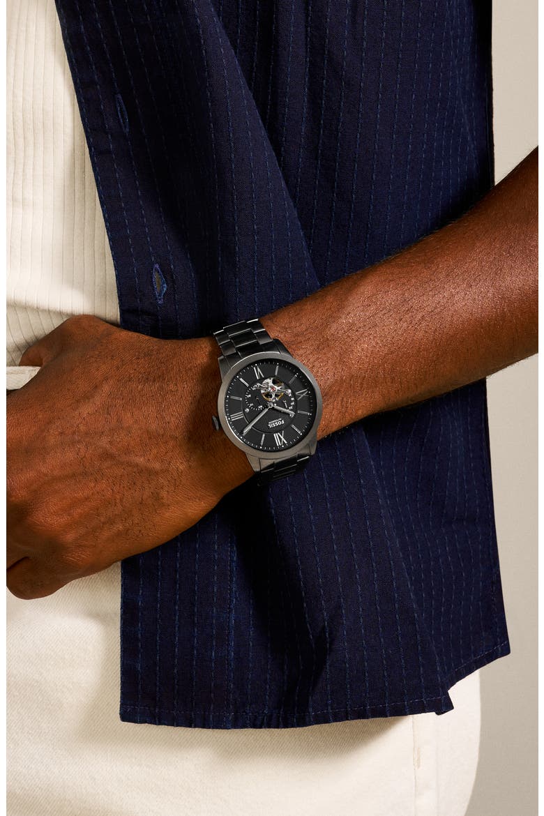 Townsman Automatic Bracelet Watch, 44mm, Alternate, color, GUNMETAL/ BLACK