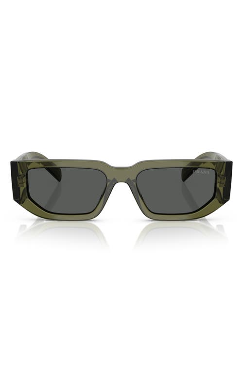 Prada Triangle Logo Bicolor Rectangle Sunglasses In Grey Green