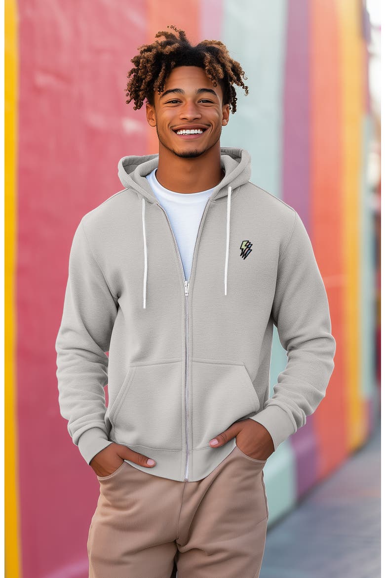 Lightning Bolt Zip Hoodie, Alternate, color, Silver