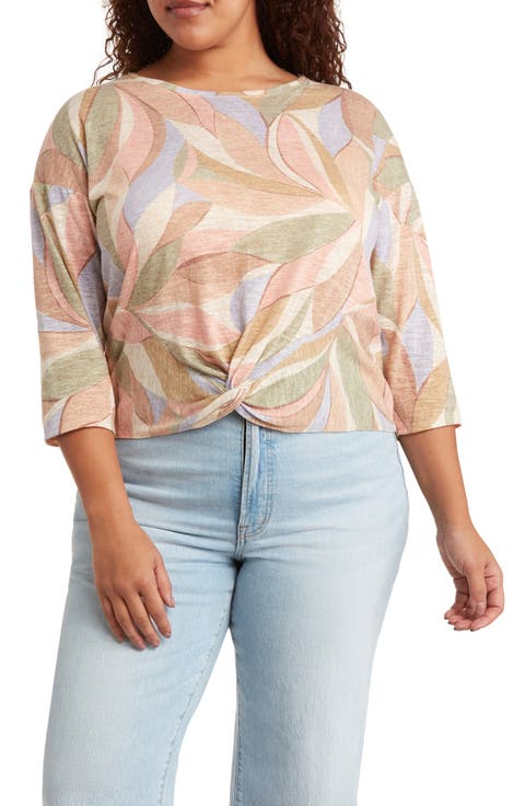 Print Front Twist Top (Plus)
