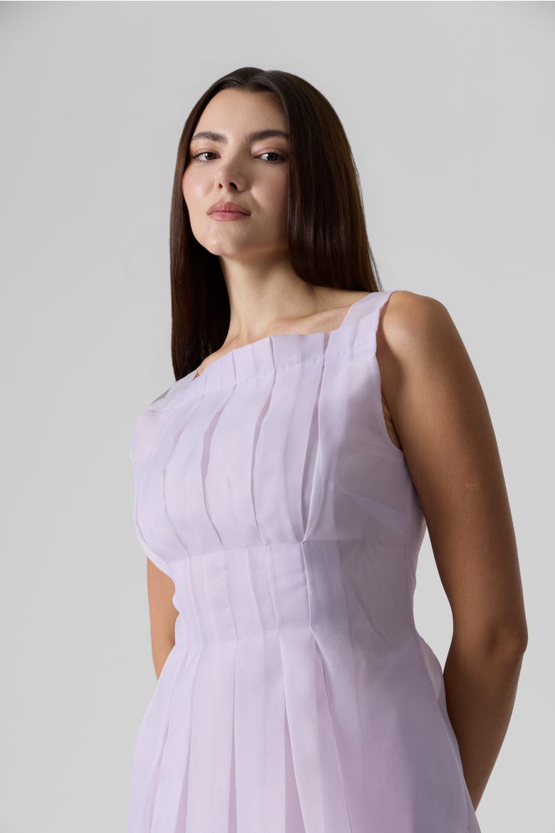 Pleated Midi Dress, Alternate, color, Lavender