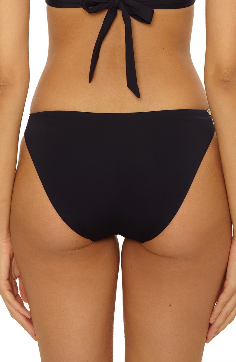 Becca Fiesta American Basket Weave Trim Bikini Bottoms, Alternate, color, Black