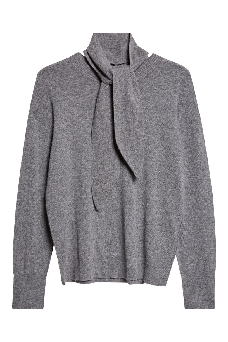 Wool & Cashmere Scarf Neck Sweater, Main, color, MEDIUM GREY