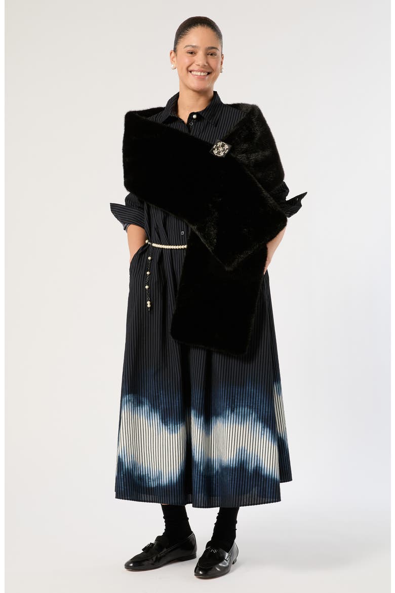 Flock Pinstripe Shirtdress, Alternate, color, BLUE/ BLACK