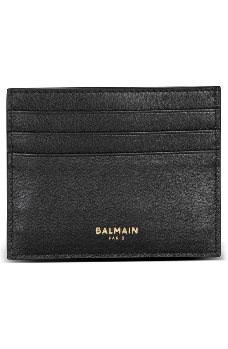 Balmain B-Buzz Calfskin Leather Card Case, Alternate, color,
