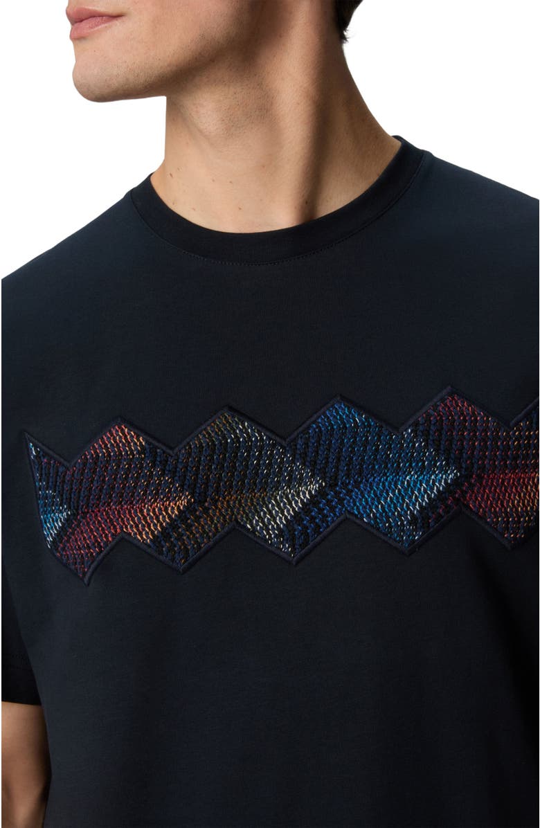 Missoni Cotton Crewneck T-shirt With Gradient Zig Zag Insert, Alternate, color, Blue