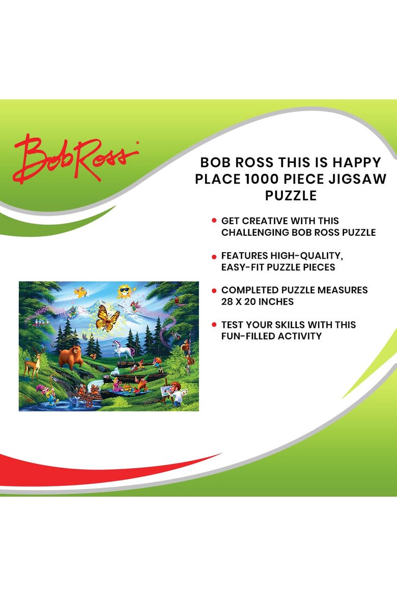 Bob Ross This Is Happy Place 1000 Piece Jigsaw Puzzle, Alternate, color, Multi-Color