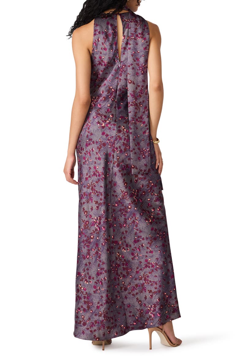 Jaiden Floral Maxi Dress & Scarf, Alternate, color, FEATHER GREY