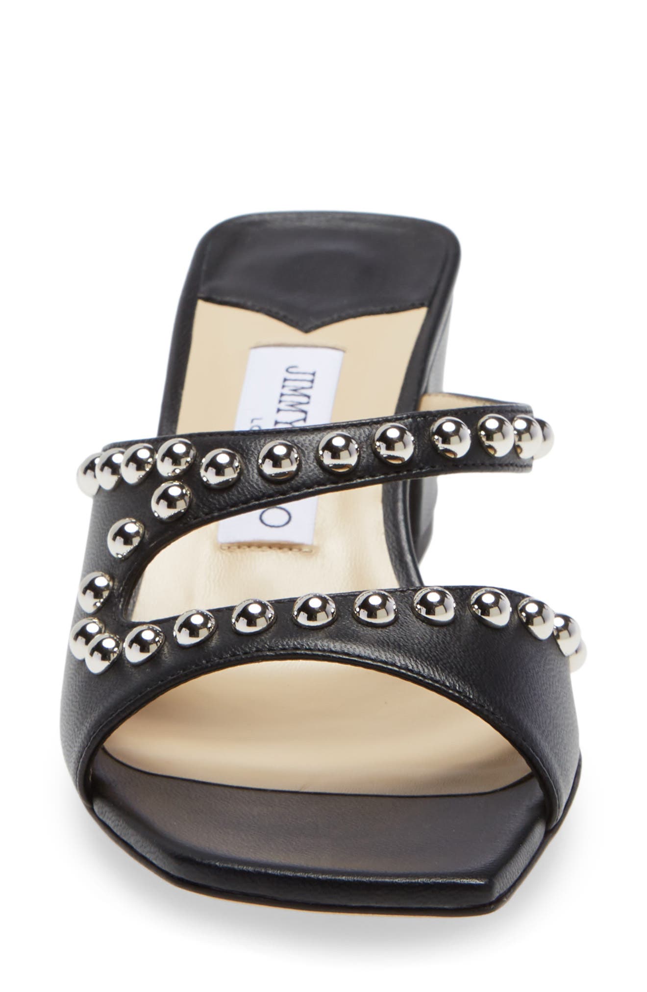 Jacci Studded Leather Sandal, Alternate, color, BLACK/ SILVER