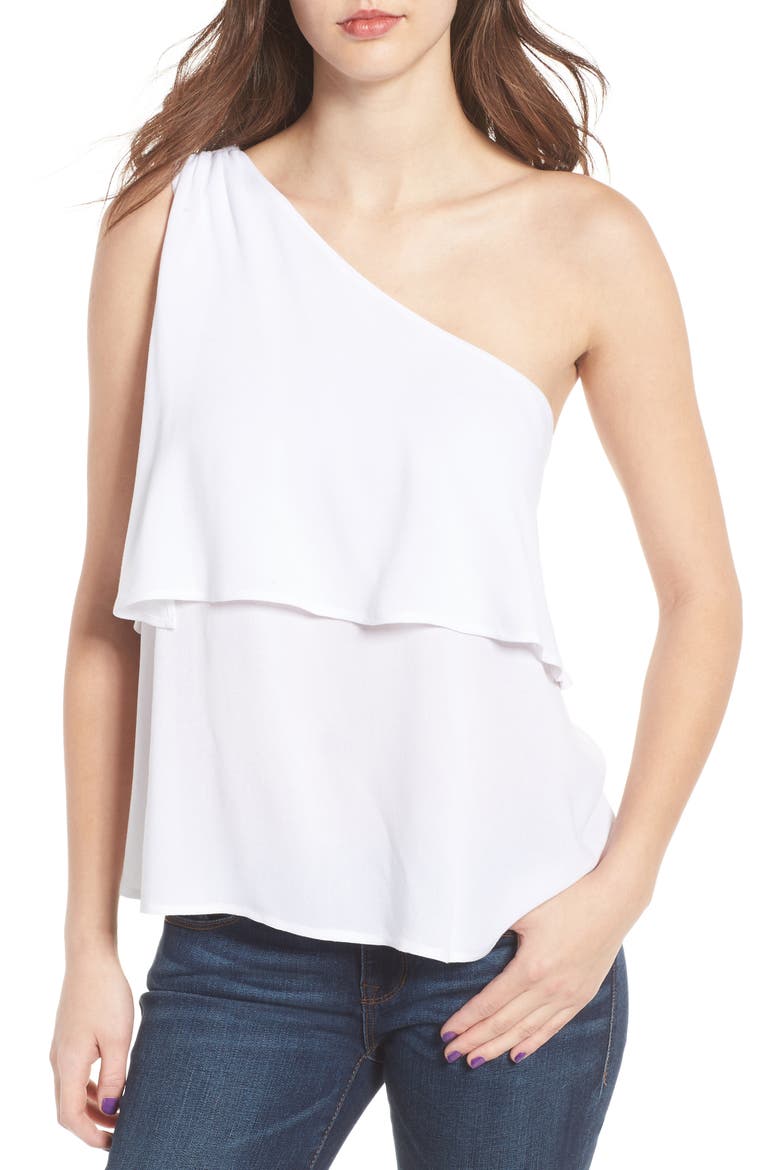 One-Shoulder Top, Main, color, WHITE