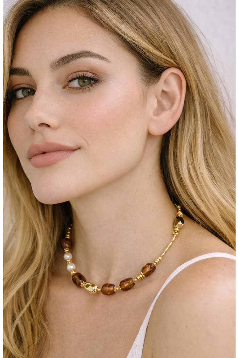 Georgina Beaded Necklace, Alternate, color, GOLD
