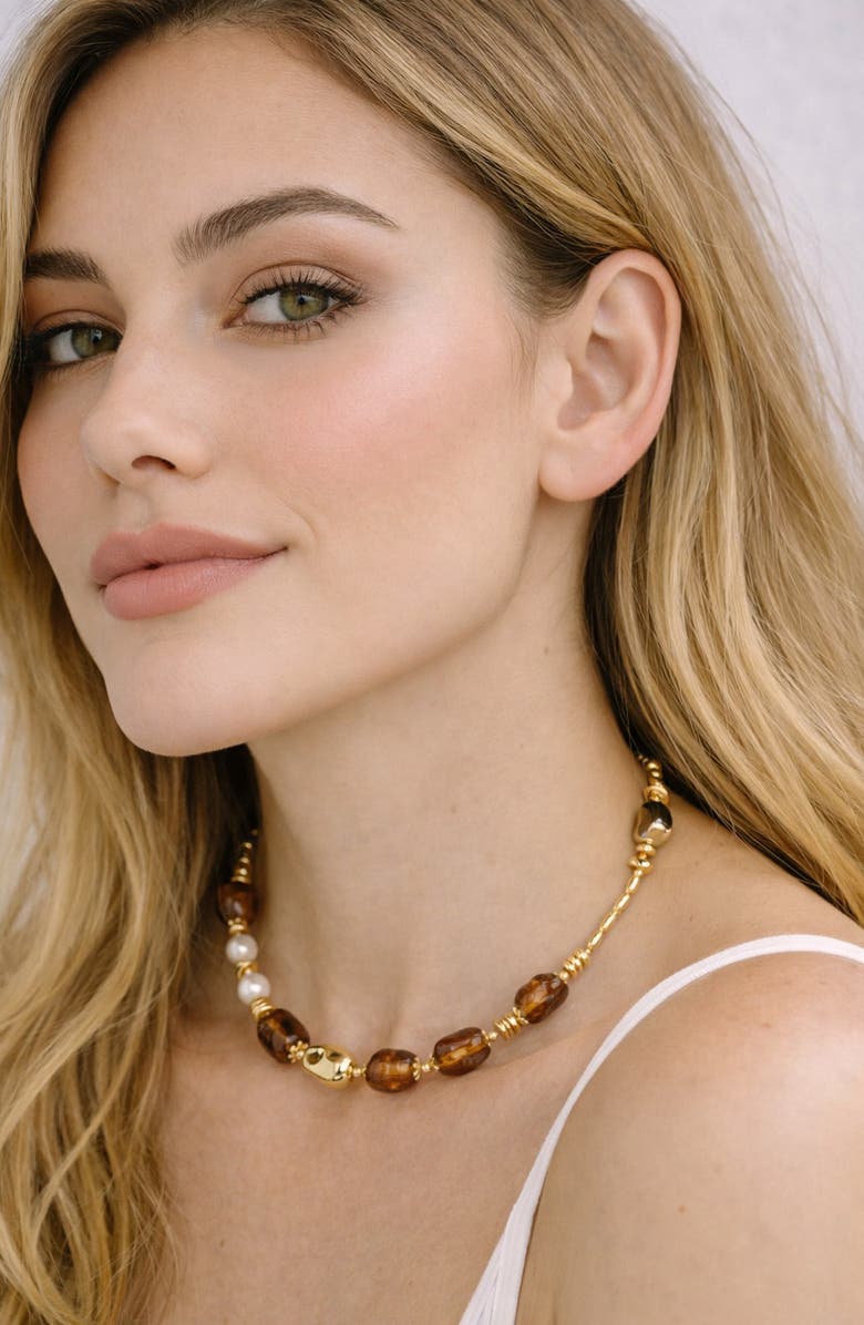 EYE CANDY LOS ANGELES Georgina Beaded Necklace, Alternate, color, Gold
