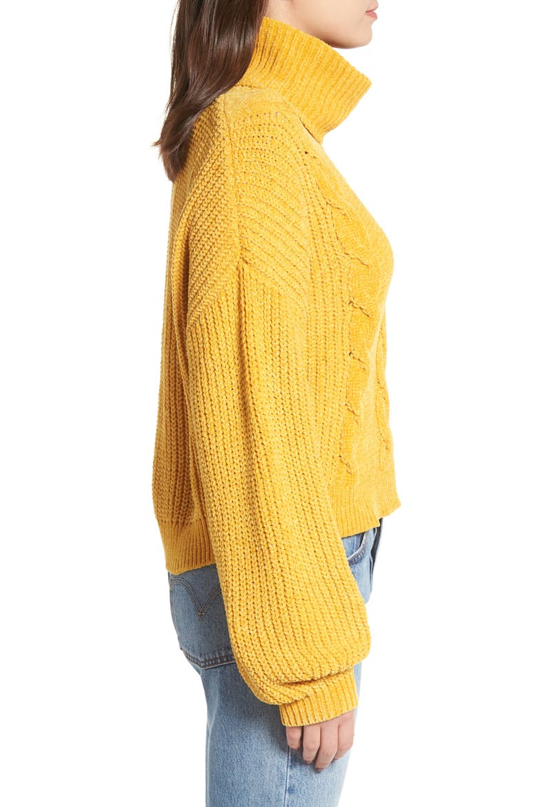 Cable Knit Chenille Sweater, Alternate, color, YELLOW MINERAL