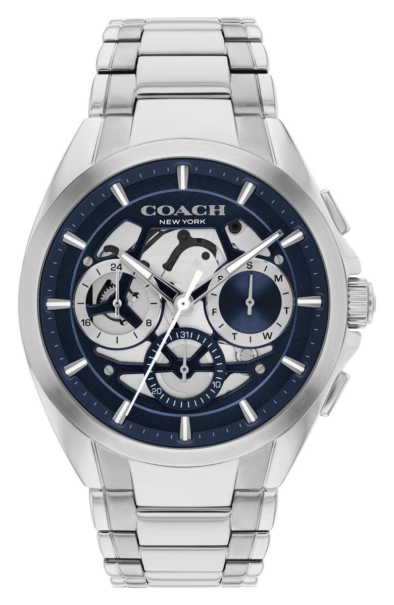 COACH Jackson Bracelet Chronograph Watch, 41.5mm, Main, color, Silver