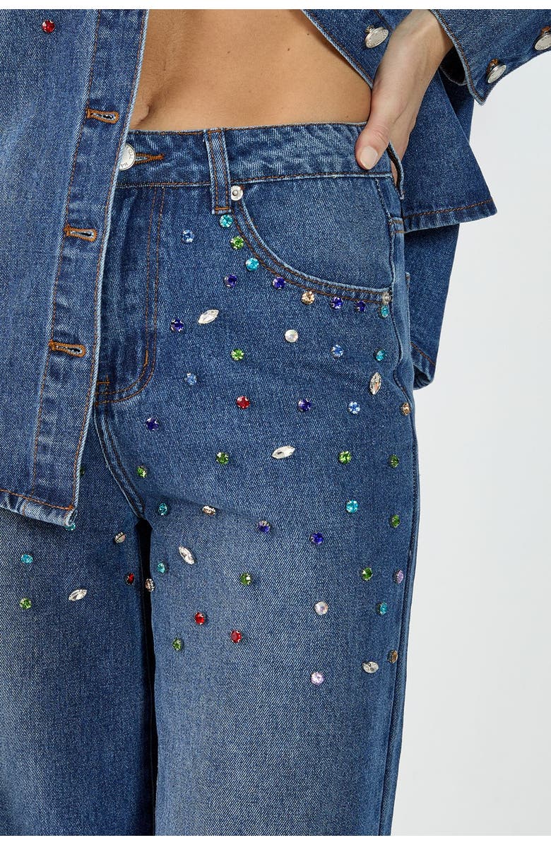 NASTY GAL Denim Jewel Baggy Jeans, Alternate, color, Authentic Midwash