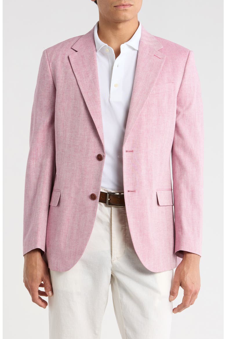 Brielle Herringbone Cotton & Linen Blend Sport Coat, Main, color, PINK