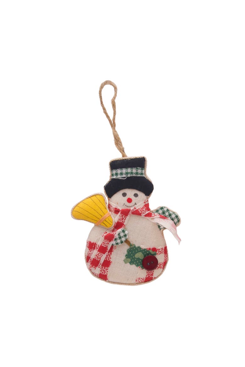 Patchwork Snowman Ornament Set of 3 Ast, Alternate, color, White