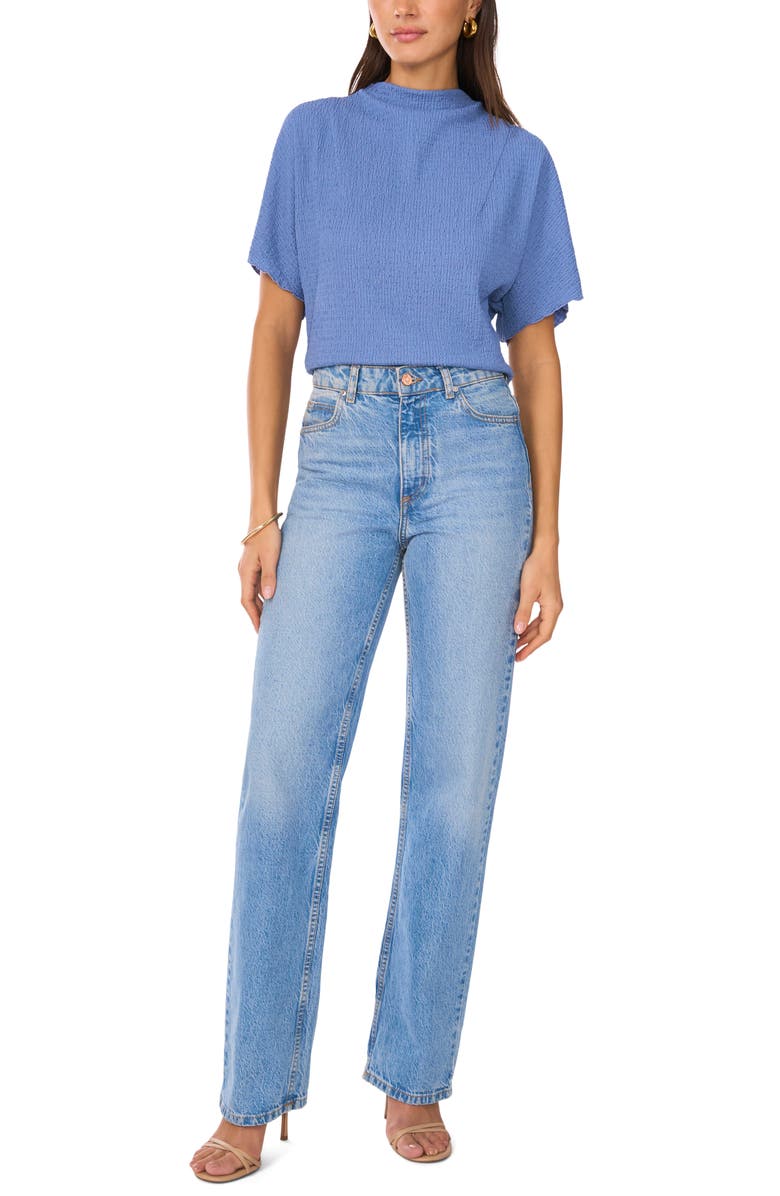 Vince Camuto Textured Mock Neck Top, Alternate, color, Serene Sky