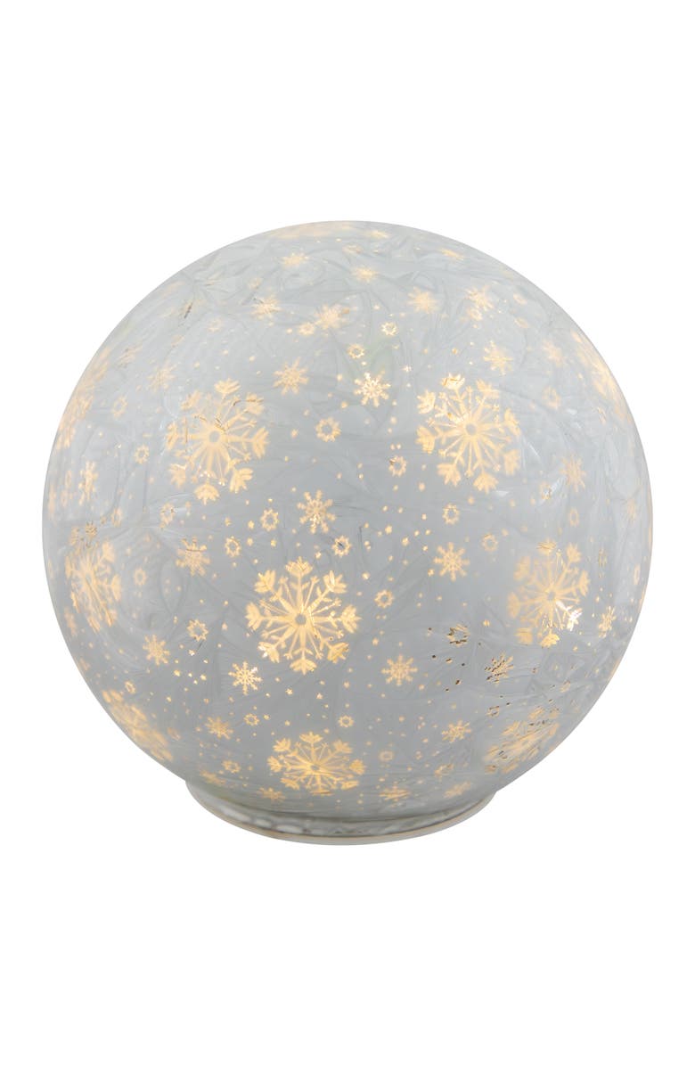 Northlight LED Lighted Snowflakes Glass Globe Christmas Decoration - 6" - White, Alternate, color, White
